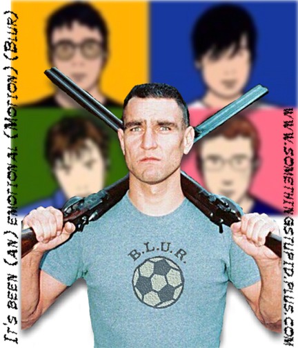 Cartoon of Vinne Jones and the Britpop Band Blur